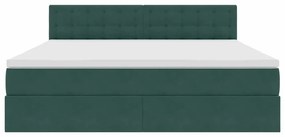 vidaXL Κρεβάτι Αποθήκης με στρώμα Σκούρο Πράσινο 180 x 200 cm Βελούδο