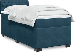 vidaXL Κρεβάτι Boxspring με Στρώμα Μπλε 90x190 εκ. Βελούδινο