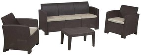 Set SAVANNA K/D (Τραπ+3-θέσ+2Πολ) Καφέ (Μαξιλ.Grey-White) Table+Sofa 3Seater+2 Armchairs