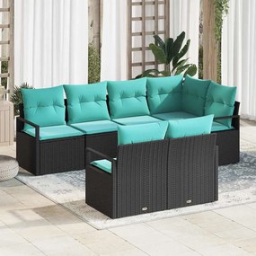 vidaXL Σετ Καναπέ 7 pcs Μαύρο συνθετικό ρατάν
