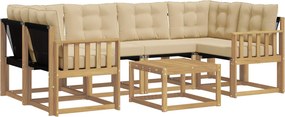vidaXL Σειρά Καναπέ Εξωτερικού με μαξιλάρι 7 pcs Λευκό και Μπεζ