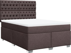 vidaXL Κρεβάτι Boxspring με Στρώμα Σκούρο Καφέ 140x200 εκ Υφασμάτινο