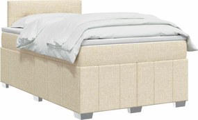 vidaXL Κρεβάτι box spring με στρώμα Κρεμ 120 x 190 cm Ύφασμα