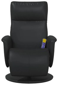 vidaXL Πολυθρόνα Μασάζ Ανακλινόμενη με Υποπόδιο Μαύρη Συνθετικό Δέρμα