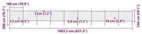 vidaXL Φράχτης Κήπου με Κορυφή Δόρυ από Ατσάλι 1603,5 εκ. Μαύρος
