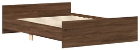 vidaXL Πλαίσιο Κρεβατιού με Κεφαλάρι/Υποπόδιο Καφέ Δρυς 140 x 200 εκ.