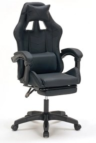 A9937 ΜΑΥΡΟ PVC ΠΟΛΥΘΡΟΝΑ GAMING/ΜΕ ΥΠΟΠΟΔΙΟ ZITA PLUS 64X59X43-112/53-125εκ.