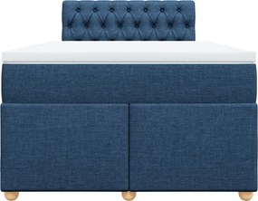 vidaXL Κρεβάτι Boxspring με Στρώμα Μπλε 120x190 εκ. Υφασμάτινο