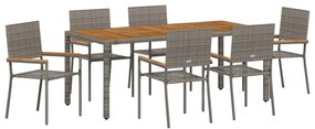 vidaXL Σέτ φαγητού για κήπο 7 pcs Γκρι 190 x 90 x 75 cm