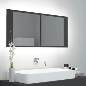 vidaXL Ντουλάπι Μπάνιου με Καθρέφτη & LED Γκρι 100 x 12 x 45 εκ.