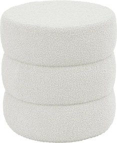 Σκαμπό-πουφ Kioto pakoworld μπουκλέ λευκό Φ40x40εκ