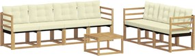 vidaXL Σειρά Καναπέ Εξωτερικού με μαξιλάρι 8 pcs Λευκό και Κρεμ