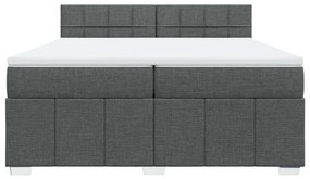 Κρεβάτι Boxspring με Στρώμα Σκούρο Γκρι 200x200 εκ. Υφασμάτινο - Γκρι