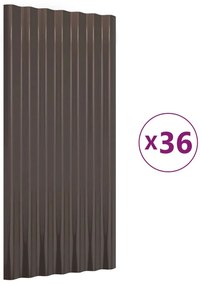 vidaXL Πάνελ Οροφής 36 τεμ. Καφέ 80 x 36 εκ. Γαλβανισμένος χάλυβας