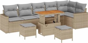 vidaXL Σετ Καναπέ Κήπου 9 pcs Μπεζ συνθετικό ρατάν