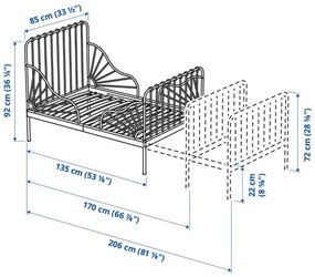 MINNEN επεκτεινόμενος σκελετός κρεβατιού με τάβλες, 80x200 cm 794.188.06