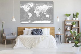 Εικόνα ενός μοντέρνου ασπρόμαυρου παγκόσμιου χάρτη σε φελλό - 120x80  color mix