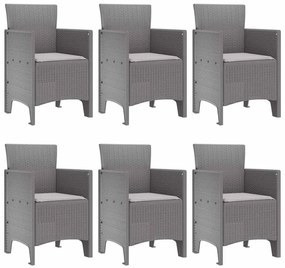 vidaXL Σέτ φαγητού για κήπο 7 pcs Ανοιχτό γκρι Rattan Polt