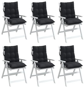 vidaXL Μαξιλάρια Καρέκλας Χαμηλή Πλάτη 6 τεμ. Μαύρο Ύφασμα Oxford