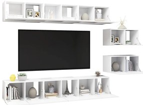 vidaXL Έπιπλα Τηλεόρασης 8 τεμ. Λευκό από Επεξ. Ξύλο