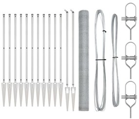 vidaXL Στύλος Περιφράξεων Ασημί 25 x 1,5 μ (πλέγμα 13 χιλ.) Ατσάλι