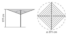 Brabantia Essential Εξωτερικός Χώρος 90300257, 40 m, Αγκύρωση σκυροδέματος, Ανθεκτικό στη διάβρωση, Inox