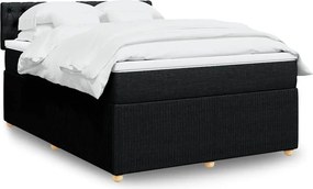 vidaXL Κρεβάτι Boxspring με Στρώμα Μαύρο 140x190 εκ. Υφασμάτινο