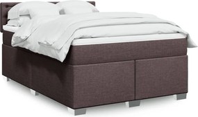 vidaXL Κρεβάτι Boxspring με Στρώμα Σκούρο Καφέ 140x200 εκ Υφασμάτινο