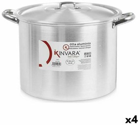 Κατσαρόλα με Καπάκι Kinvara Ασημί Αλουμίνιο 38 x 25 x 31 cm (4 Μονάδες)