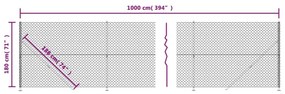 Συρματόπλεγμα Περίφραξης Ασημί 1,8 x 10 μ. με Βάσεις Φλάντζα - Ασήμι