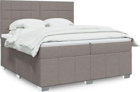 vidaXL Κρεβάτι Boxspring με Στρώμα Taupe 200x200 εκ. Υφασμάτινο