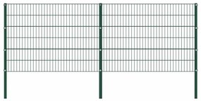 vidaXL Πάνελ Περίφραξης με Στύλους Σιδερένιο Πράσινο 349 x 120 εκ.