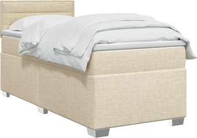vidaXL Κρεβάτι Box Spring με Στρώμα και LED Κρεμ 80 x 200 cm Ύφασμα
