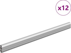 vidaXL Ράβδος Ντουλάπας 12 pcs Ασημί 464 x 15 x 29 mm