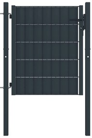 vidaXL Πόρτα Περίφραξης Ανθρακί 100 x 101 εκ. από PVC / Ατσάλι