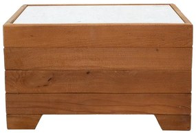 Τραπέζι Otis ξύλο οξιάς καρυδί-λευκό μάρμαρο 60x42x35εκ 60x42x35 εκ.