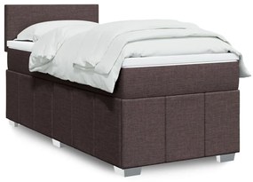 vidaXL Κρεβάτι Boxspring με Στρώμα Σκούρο Καφέ 90x200 εκ. Υφασμάτινο