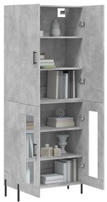 vidaXL Ντουλάπι Γκρι Σκυροδέματος 69,5x34x180 εκ. Επεξεργασμένο Ξύλο
