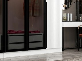 Εξαφυλλη Ντουλαπα με Γυάλινες Πόρτες Λευκο/Σκουρο Γκρι KALEO PLUS 52x270x210