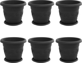 vidaXL Γλάστρες φυτών 6 pcs Μαύρο Ø 26 x 21.5 εκ Πλαστικό