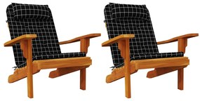 vidaXL Μαξιλάρια Καρέκλας Adirondack 2 τεμ. Μαύρο Καρό Ύφασμα Oxford