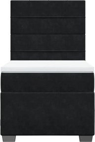 vidaXL Κρεβάτι Boxspring με Στρώμα Μαύρο 100x200 εκ. Βελούδινο
