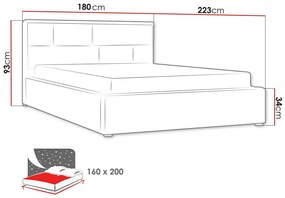 Κρεβάτι Pomona 104, Διπλό, Γκρι, 160x200, Ταπισερί, Τάβλες για Κρεβάτι, 180x223x93cm, 91 kg | Epipla1.gr