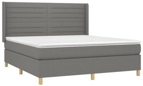vidaXL Κρεβάτι Boxspring με Στρώμα &amp; LED Σκ.Γκρι 160x200 εκ Υφασμάτινο