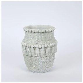 Πυθάρι Τσιμεντένιο Γκρι Με Κρόσσια 17.5x17.5x20.5cm 752-18063 Estheti-752-18063-Γκρι 752-18063