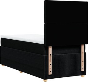 vidaXL Κρεβάτι Boxspring με Στρώμα Μαύρο 90x200 εκ. Υφασμάτινο