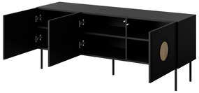 Τραπέζι Tv Charlotte N114, Craft δρυς, Μαύρο, 151x61x40cm, 39 kg | Epipla1.gr