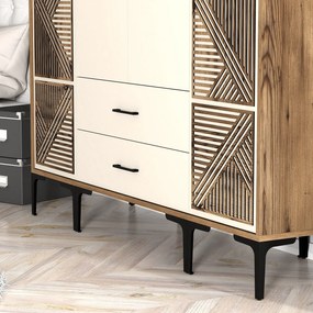 Τετραφυλλη Ντουλαπα Καρυδια/Κρεμ SOLANO 47.5x160x201.4