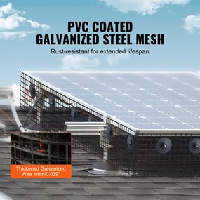 VEVOR 20 x 3048 cm Solar Panel Bird Guard, Critter Guard Roll Kit with Rustproof Coating PVC, Solar Panel Guard with 50pcs Tire Wires, 12,7 mm Wire Roll Mesh
