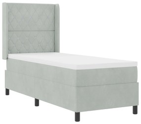 vidaXL Κρεβάτι Box Spring με Στρώμα Ανοιχτό Γκρι 80x200 εκ Βελούδο